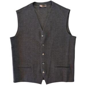 Gray Virgin Wool 5 button Waistcoat Vest Front Lined Men's Size M Grey MARIZ